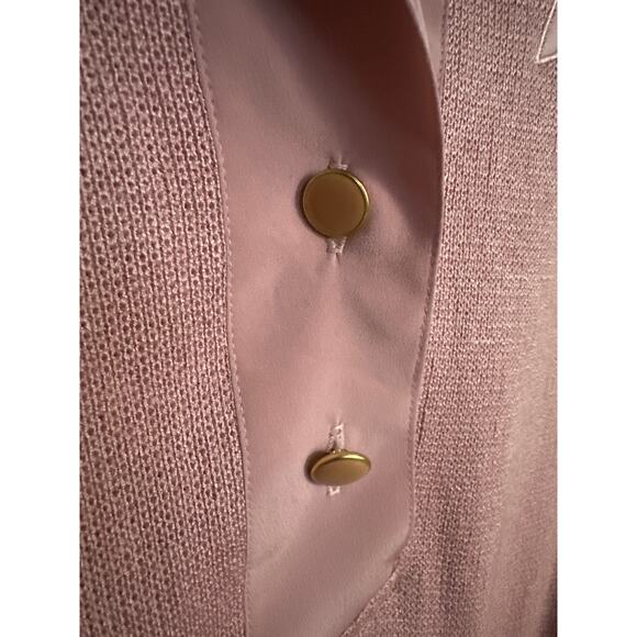 Vintage Philippe Marques Pink Sweater Top Embellished Gold Beads 12 Petite - Picture 4 of 7